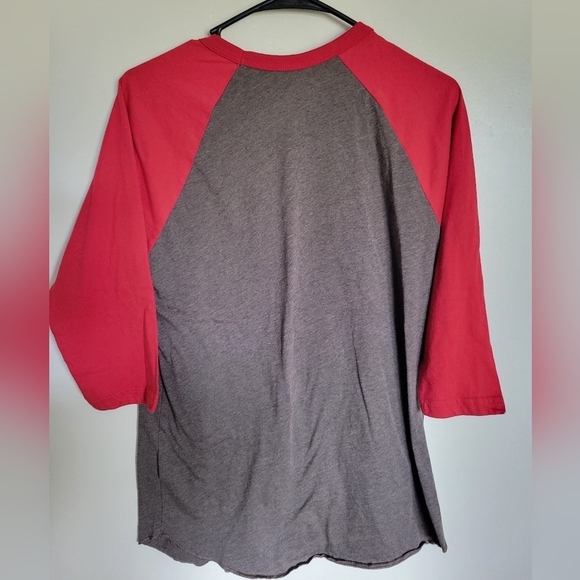 Crazy Train Aztec Christmas Tree Leopard Print 3/4 Red Sleeve Raglan Tee - Picture 2 of 5